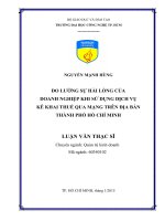 Đo lường sự hài lòng của doanh nghiệp khi sử dụng dịch vụ khai thuế qua mạng trên địa bàn thành phố hồ chí minh 