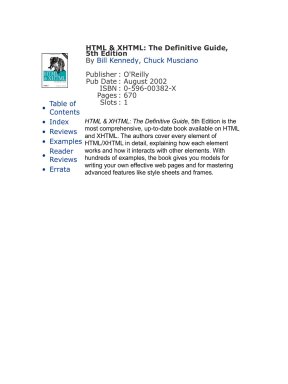OReilly HTML and XHTML the definitive guide 5th edition aug 2002 ISBN ...