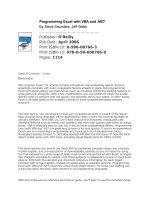 OReilly programming excel with VBA and dot NET apr 2006 ISBN 0596007663