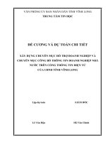 ĐỀ CƯƠNG VÀ DỰ TOÁN CHI TIẾT XÂY DỰNG CHUYÊN MỤC HỖ TRỢ DOANH NGHIỆP VÀ CHUYÊN MỤC CÔNG BỐ THÔNG TIN DOANH NGHIỆP NHÀ NƯỚC TRÊN CỔNG THÔNG TIN ĐIỆN TỬ CỦA UBND TỈNH VĨNH LONG