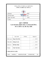 QUY TRÌNH VẬN HÀNH, KIỂM TRA VÀ BẢO DƯỠNG SỬA CHỮA TỤ BÙ HẠ THẾ