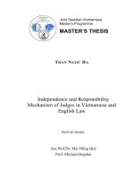 Independence and Responsibility Mechanism of Judges in Vietnamese and English Law
