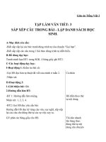 Giáo án Tiếng Việt 2 tuần 3 bài: Tập làm văn  Sắp xếp câu trong bài. Lập danh sách học sinh