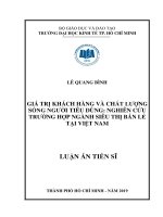 Giá trị khách hàng và chất lượng sống người tiêu dùng nghiên cứu trường hợp ngành siêu thị bán lẻ tại việt nam 