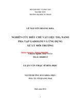Nghiên cứu điều chế vật liệu tio2 nano pha tạp gadolini và ứng dụng xử lí môi trường (tt) 