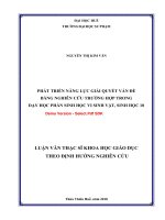 Phát triển năng lực giải quyết vấn đề bằng nghiên cứu trường hợp trong dạy học phân sinh học vi sinh vật, sinh học lớp 10 (tt) 