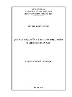 Quản lý nhà nước về an toàn thực phẩm ở Việt Nam hiện nay (Luận án tiến sĩ)