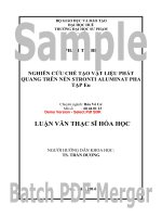 Nghiên cứu chế tạo vật liệu phát quang trên nền stronti aluminat pha tạp eu (tt) 