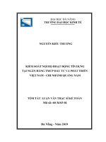 Kiểm soát nội bộ hoạt động tín dụng tại ngân hàng TMCP đầu tư và phát triển việt nam – chi nhánh quảng nam (tt) 