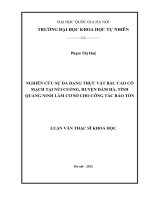 Nghiên cứu sự đa dạng thực vật bậc cao có mạch tại núi cuống, huyện đầm hà, tỉnh quảng ninh làm cơ sở cho công tác bảo tồn 