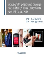 MỨC độ TIẾP NHẬN QUẢNG cáo QUA SMS TRÊN điện THOẠI DI ĐỘNG của GIỚI TRẺ tại VIỆT NAM