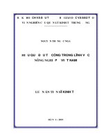 Hiệu quả đầu tư công trong lĩnh vực nông nghiệp ở việt nam 