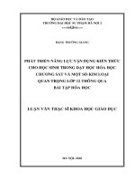 Phát triển năng lực vận dụng kiến thức cho học sinh trong dạy học hóa học chương sắt và một số kim loại quan trọng lớp 12 thông qua bài tập hóa học 