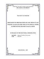 Nghiên cứu điều chế alginate khối lượng phân tử thấp dùng làm thực phẩm chức năng hỗ trợ phòng chống đông máu tt tiếng anh 2 
