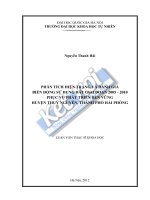 Phân tích hiện trạng và đánh giá biến động sử dụng đất giai đoạn 2005   2010 phục vụ phát triển bền vững huyện thủy nguyên, thành phố hải phòng 