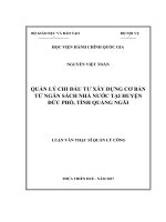 Quản lý chi đầu tư xây dựng cơ bản từ ngân sách nhà nước tại huyện đức phổ, tỉnh quảng ngãi 