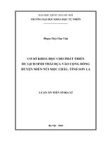 Cơ sở khoa học cho phát triển du lịch sinh thái dựa vào cộng đồng huyện miền núi mộc châu, tỉnh sơn la 
