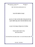 Quản lý nhà nước đối với kinh tế du lịch trên địa bàn thành phố hà nội 