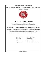 DETERMINANTS OF FOREIGN DIRECT INVESTMENT FROM JAPAN INTO SOUTH EAST ASIAN COUNTRIES AND RECOMMENDATIONS FOR VIETNAM