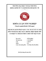 NỘI DUNG ĐÀM PHÁN QUY TẮC XUẤT XỨ ƯU ĐÃI ĐỐI VỚI HÀNG DỆT MAY TRONG HIỆP ĐỊNH TPP - CƠ HỘI VÀ THÁCH THỨC ĐỐI VỚI VIỆT NAM