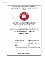 CHÍNH SÁCH THU HÚT FDI VÀO LĨNH VỰC BẤT ĐỘNG SẢN CỦA VIỆT NAM GIAI ĐOẠN HIỆN NAY