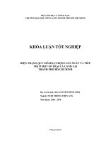   HIỆN TRẠNG QUY MÔ HOẠT ĐỘNG SẢN XUẤT VÀ TIẾP  THỊ Ở MỘT SỐ TRẠI CÁ CẢNH TẠI   THÀNH PHỐ HỒ CHÍ MINH   