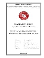 TRANSPORT AND TRADE FACILITATION IN MALAYSIA AND LESSONS FOR VIETNAM