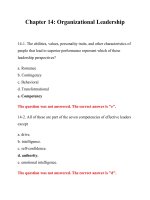 Đề cương trắc nghiệm Hành Vi Tổ Chức (Organizational Behavior) CHƯƠNG 14