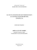 CÁC YẾU TỐ ẢNH HƯỞNG ĐẾN QUYẾT ĐỊNH ĐI XE BUÝT  CỦA NGƯỜI DÂN THÀNH PHỐ BIÊN HÒA TỈNH ĐỒNG NAI