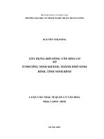 Xây dựng đời sống văn hóa cơ sở ở phường ninh khánh, thành phố ninh bình, tỉnh ninh bình 