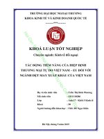 TÁC ĐỘNG TIỀM NĂNG CỦA HIỆP ĐỊNH THƯƠNG MẠI TỰ DO VIỆT NAM – EU ĐỐI VỚI NGÀNH DỆT MAY XUẤT KHẨU CỦA VIỆT NAM