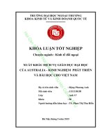 XUẤT KHẨU DỊCH VỤ GIÁO DỤC ĐẠI HỌC CỦA AUSTRALIA - KINH NGHIỆM PHÁT TRIỂN VÀ BÀI HỌC CHO VIỆT NAM