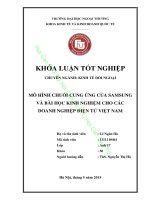 MÔ HÌNH CHUỖI CUNG ỨNG CỦA SAMSUNG VÀ BÀI HỌC KINH NGHIỆM CHO CÁC DOANH NGHIỆP ĐIỆN TỬ VIỆT NAM