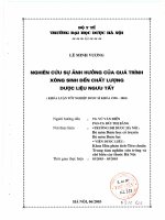Nghiên cứu sự ảnh hưởng của quá trình xông sinh đến chất lượng dược liệu ngưu tất 