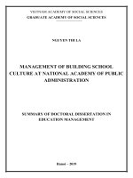 Quản lý xây dựng văn hoá nhà trường tại học viện hành chính quốc gia tt tiếng anh 