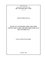 Quyền của người đồng tính, song tính, chuyển giới và liên giới tính theo pháp luật việt nam hiện nay 