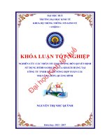 Nghiên cứu các nhân tố ảnh hưởng đến quyết định sử dụng ĐTDĐ samsung của khách hàng tại công ty TNHH DV TM tổng hợp toàn cầu – thị xã ba đồn, quảng bình 