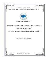 Nghiên cứu sự gắn kết của nhân viên y tế với bệnh viện – trường hợp bệnh viện quận thủ đức 