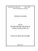 TRẢ hồ sơ để điều TRA bổ SUNG TRONG GIAI đoạn TRUY tố