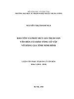 Bảo tồn và phát huy giá trị di sản văn hóa của bảo tàng cổ vật võ hằng gia tỉnh ninh bình 