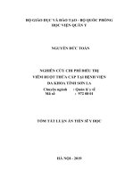 Nghiên cứu chi phí điều trị viêm ruột thừa cấp tại bệnh viện đa khoa tỉnh sơn la tt 