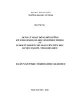 Quản lý hoạt động bồi dưỡng kỹ năng đánh giá học sinh theo thông tư 22 2016 TT  BGDĐT cho giáo viên tiểu học huyện nậm pồ, tỉnh điện biên 