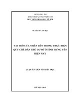 Vai trò của nhân dân trong thực hiện quy chế dân chủ cơ sở ở tỉnh hưng yên hiện nay