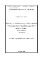 Nghiên cứu một số đặc điểm dịch tễ học và thực trạng cấp cứu ban đầu ở bệnh nhân gãy xương cơ quan vận động điều trị tại bệnh viện quân y 103 tt tiếng anh 