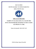 NGHIÊN cứu sự hài LÒNG của NGƯỜI TIÊU DÙNG THÀNH PHỐ hồ CHÍ MINH về CHẤT LƯỢNG sản PHẨM của TIKI
