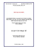 Giải pháp nâng cao hiệu quả công tác quản lý chất lượng tư vấn thiết kế công trình thủy lợi trên địa bàn quận 12 