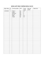 BẢNG kê THỰC PHẨM HÀNG NGÀY