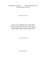 Nâng cao vai trò quản lý nhà nước về chất lượng dự án đầu tư xây dựng công trình thủy lợi tại quảng yên 