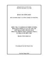 ĐIỀU TRA VÀ KHẢO SÁT HIỆN TƯỢNG RỐI LOẠN SINH LÝ VÀ CÁC YẾU TỐ LIÊN QUAN ĐẾN PHẨM CHẤT TRÁI SẦU RIÊNG (Durio zibethinus Murr.) Ở CHỢ LÁCH, BẾN TRE