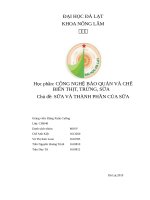 Thành phần hóa học của sữa bò tươi